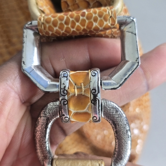 Brighton Shoulder Habdbag Women Single Strap Gold Snakeskin Print Medium Charm - Picture 15 of 16